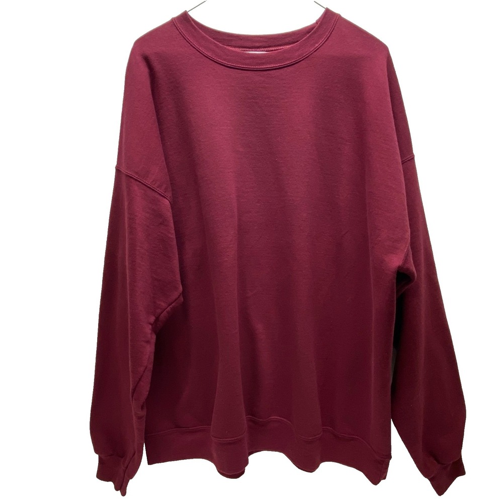 Hanes Eco Smart Sweatshirt Men's 2XL Maroon Cotton Blend Long Sleeve Sweater GUC